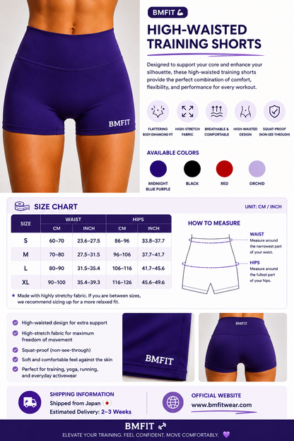 BMFIT High-Waisted Training Shorts